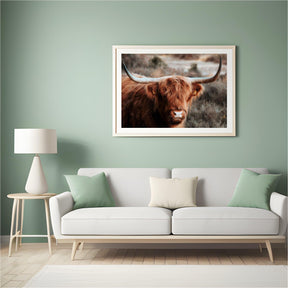 Diamond Painting Schotse hooglander - Nieuwsgierige Schotse hooglander in de heuvels - SEOS Shop ®