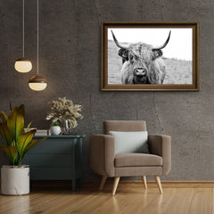 Diamond Painting Schotse hooglander - Portret van Schotse hooglander in zwart-wit - SEOS Shop ®
