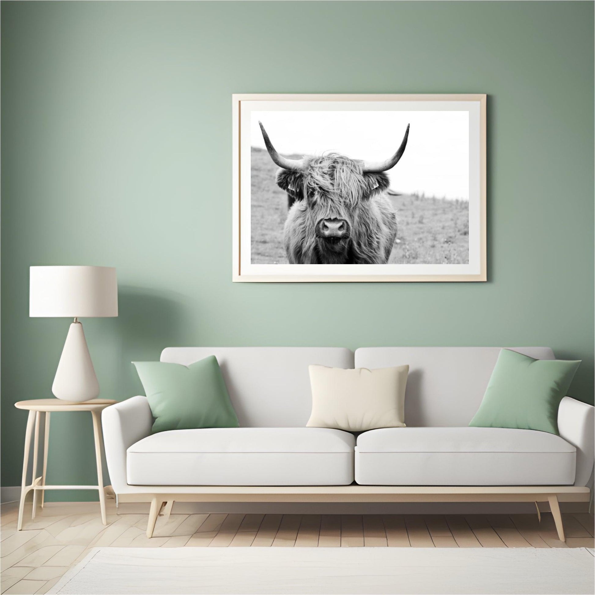 Diamond Painting Schotse hooglander - Portret van Schotse hooglander in zwart-wit - SEOS Shop ®