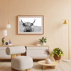 Diamond Painting Schotse hooglander - Portret van Schotse hooglander in zwart-wit - SEOS Shop ®
