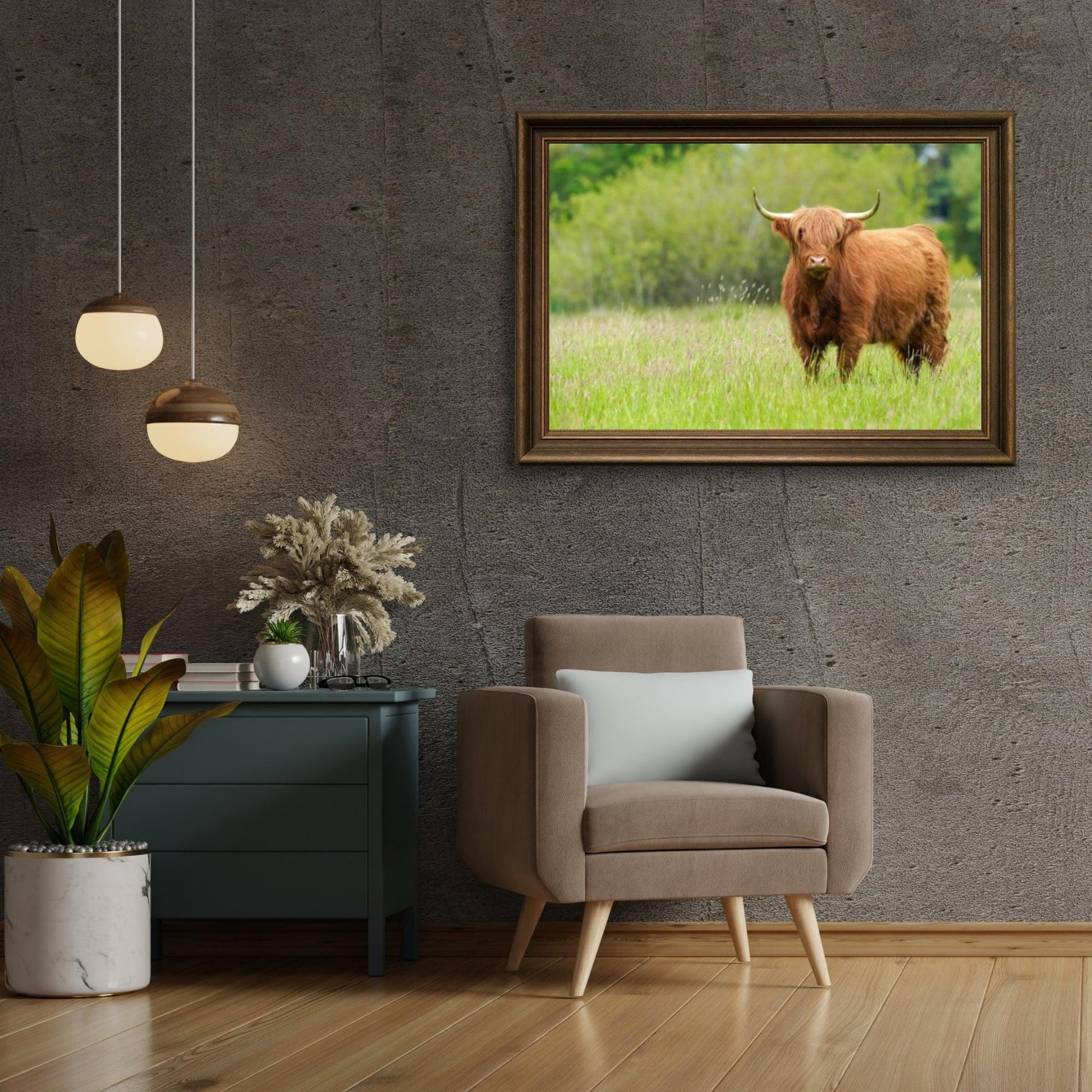 Diamond Painting Schotse hooglander - Schattige Schotse hooglander op een zonnige dag - SEOS Shop ®