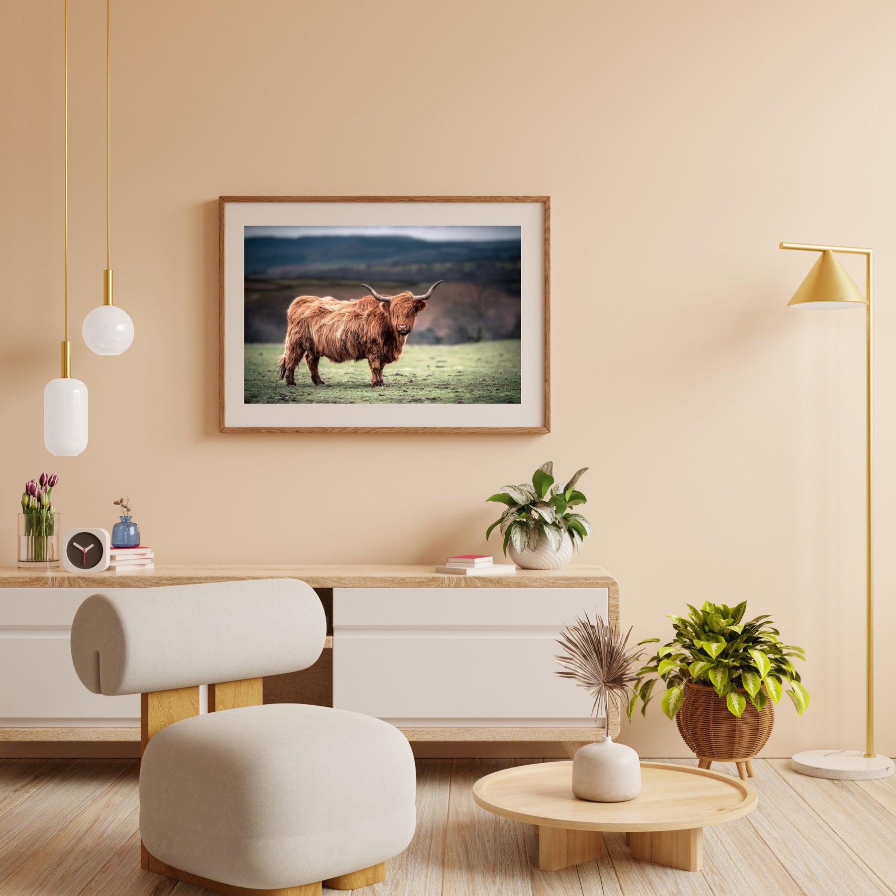 Diamond Painting Schotse hooglander - Schotse hooglander grazend op het platteland van Zuid-Wales - SEOS Shop ®