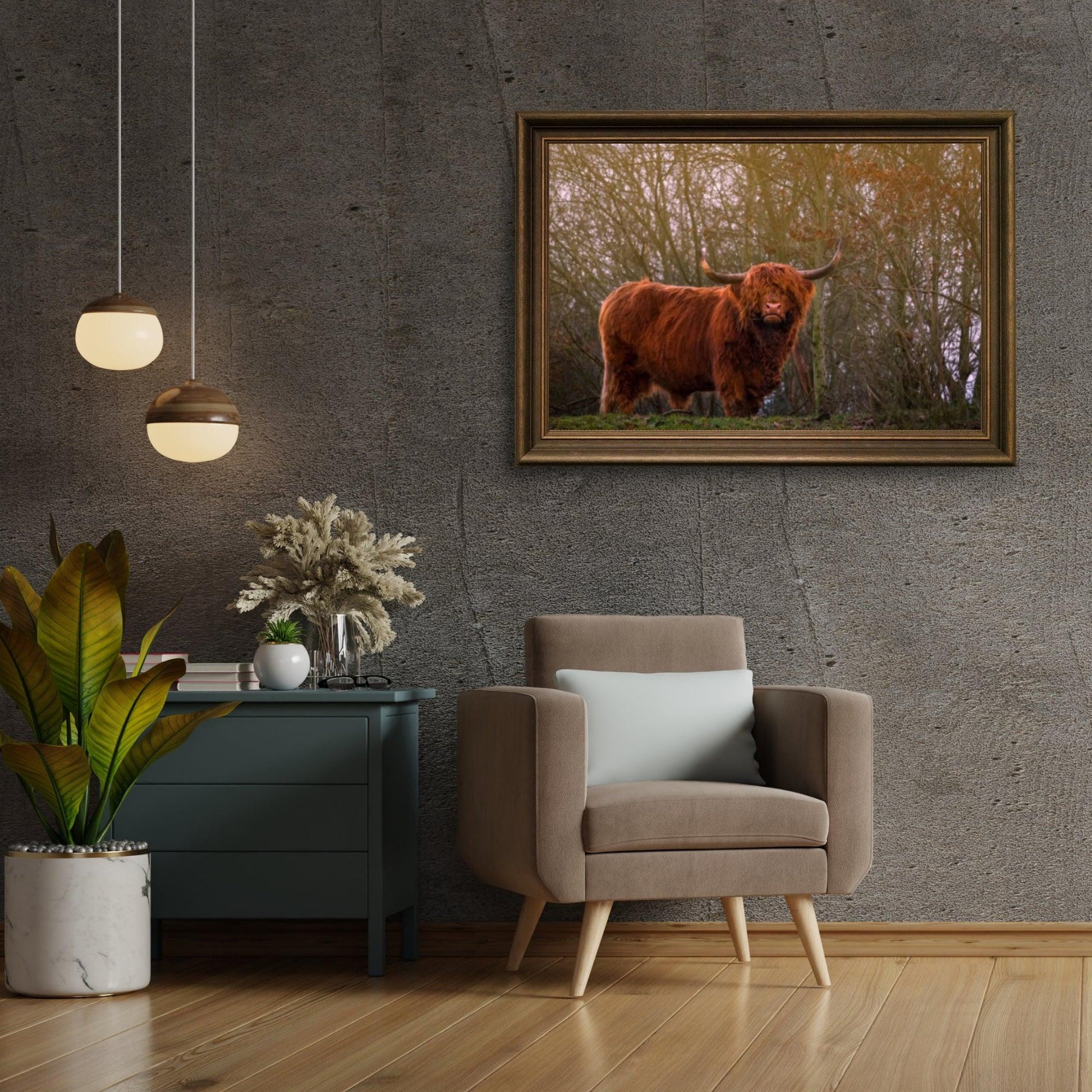 Diamond Painting Schotse hooglander - Schotse hooglander in de avondzon - SEOS Shop ®