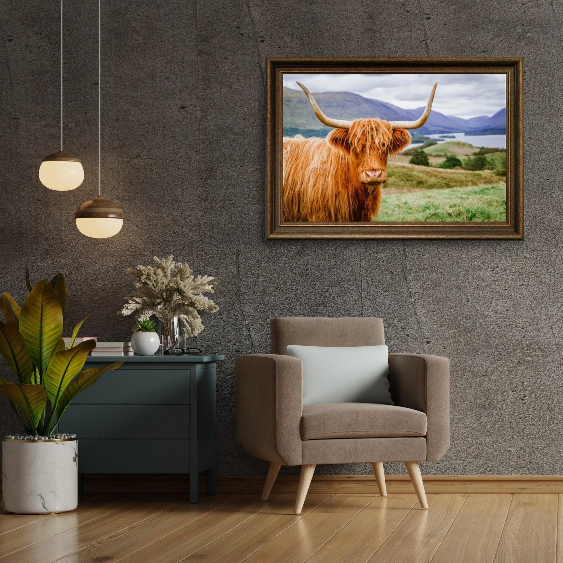 Diamond Painting Schotse hooglander - Schotse hooglander in een schitterend landschap - SEOS Shop ®