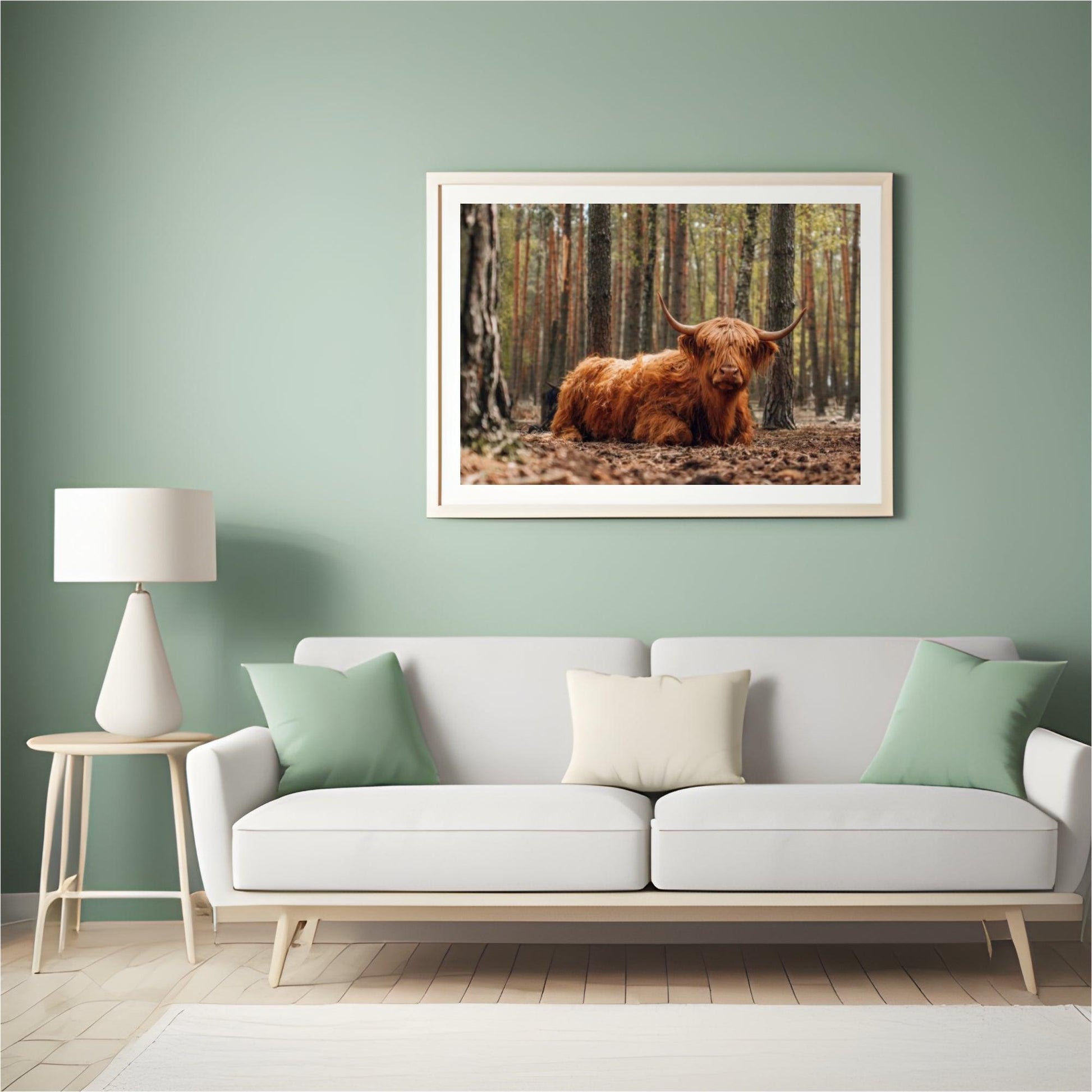 Diamond Painting Schotse hooglander - Schotse hooglander liggend in het bos - SEOS Shop ®