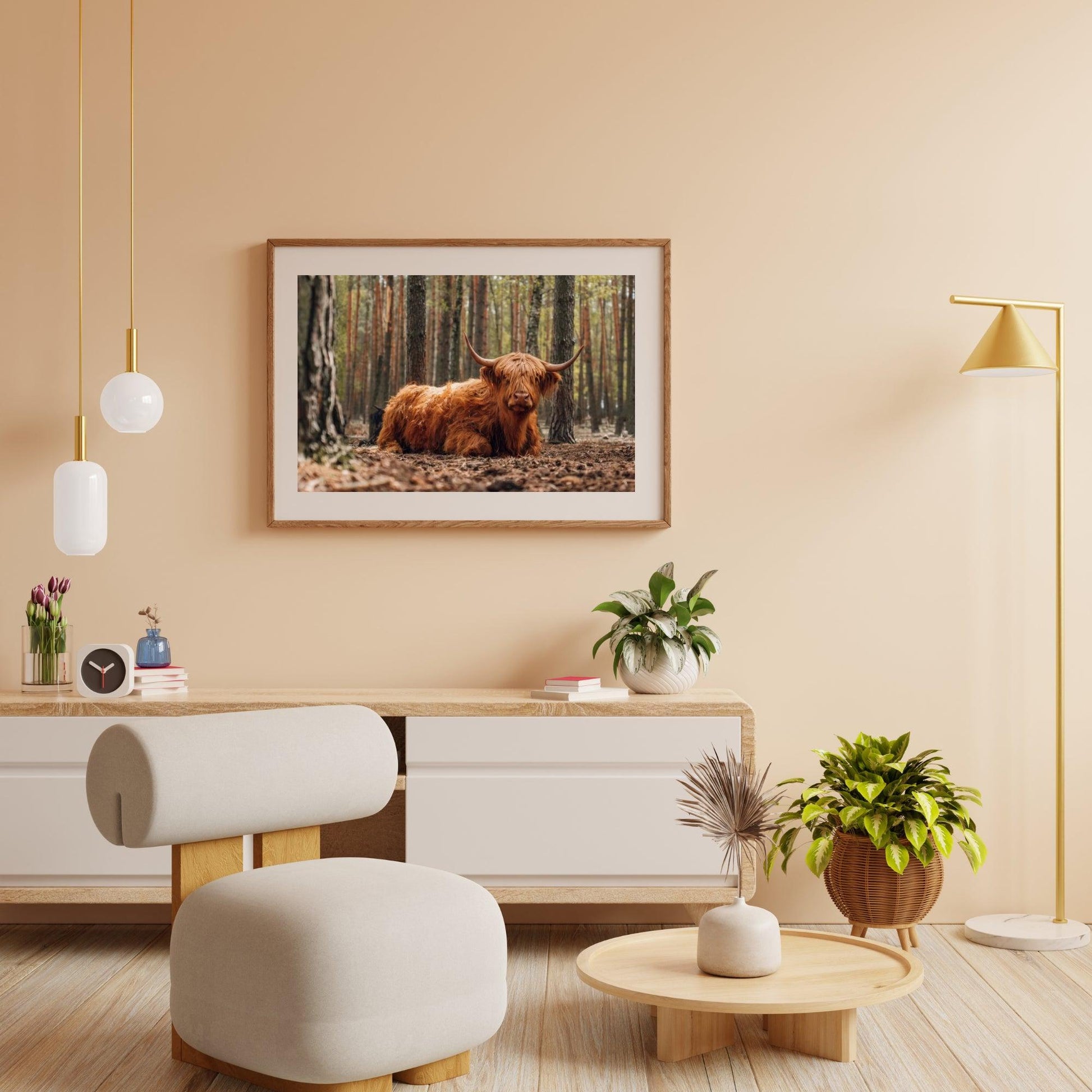 Diamond Painting Schotse hooglander - Schotse hooglander liggend in het bos - SEOS Shop ®