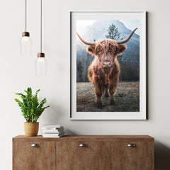 Diamond Painting Schotse hooglander - Schotse hooglander op een bevroren weide in de Italiaanse bergen - SEOS Shop ®