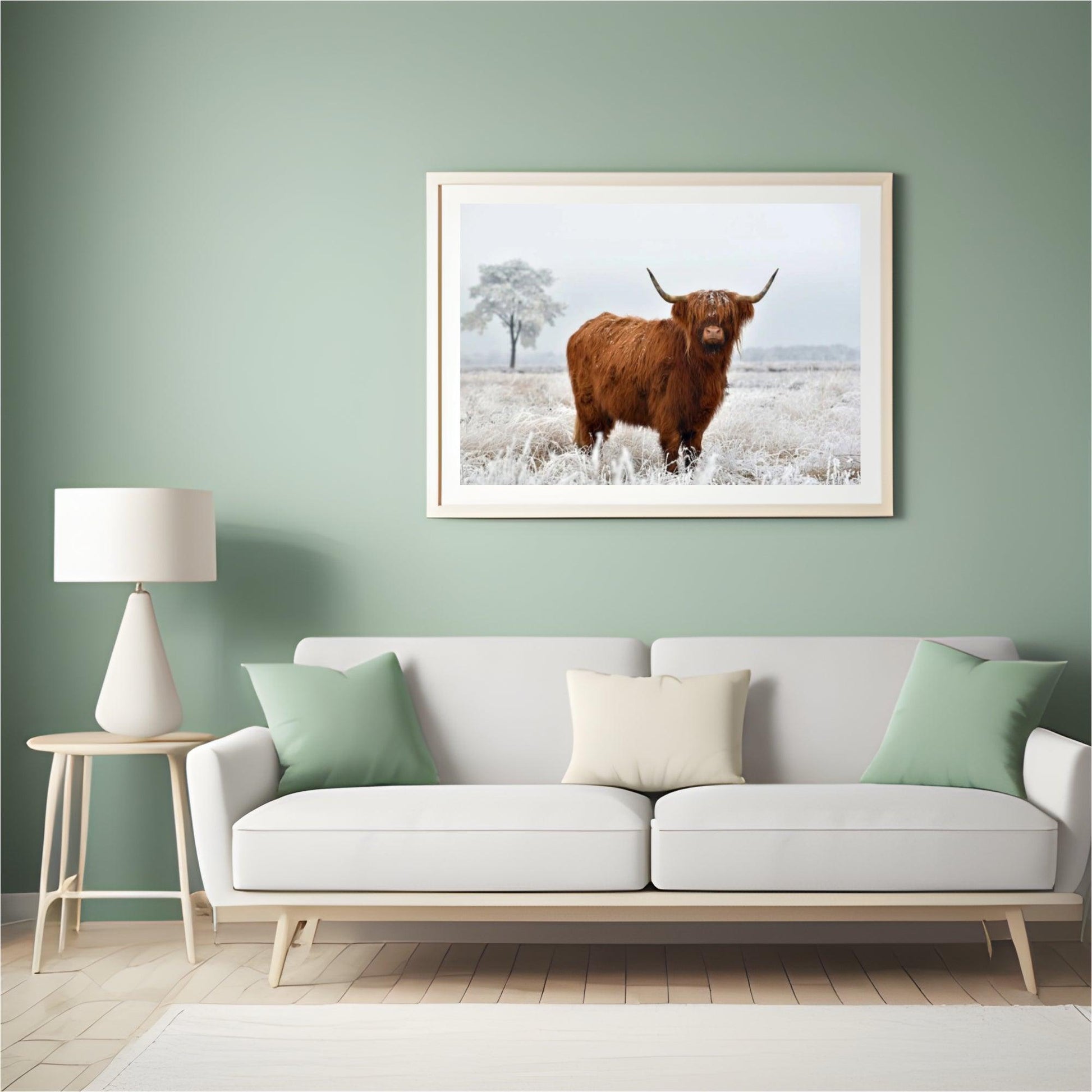 Diamond Painting Schotse hooglander - Wollige Schotse hooglander in de winterse wei - SEOS Shop ®