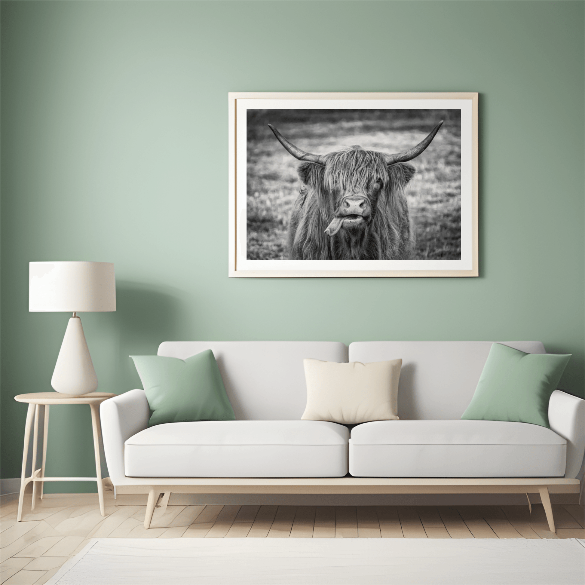 Diamond Painting Schotse hooglander - Zwart-wit beeld van Schotse hooglander - SEOS Shop ®