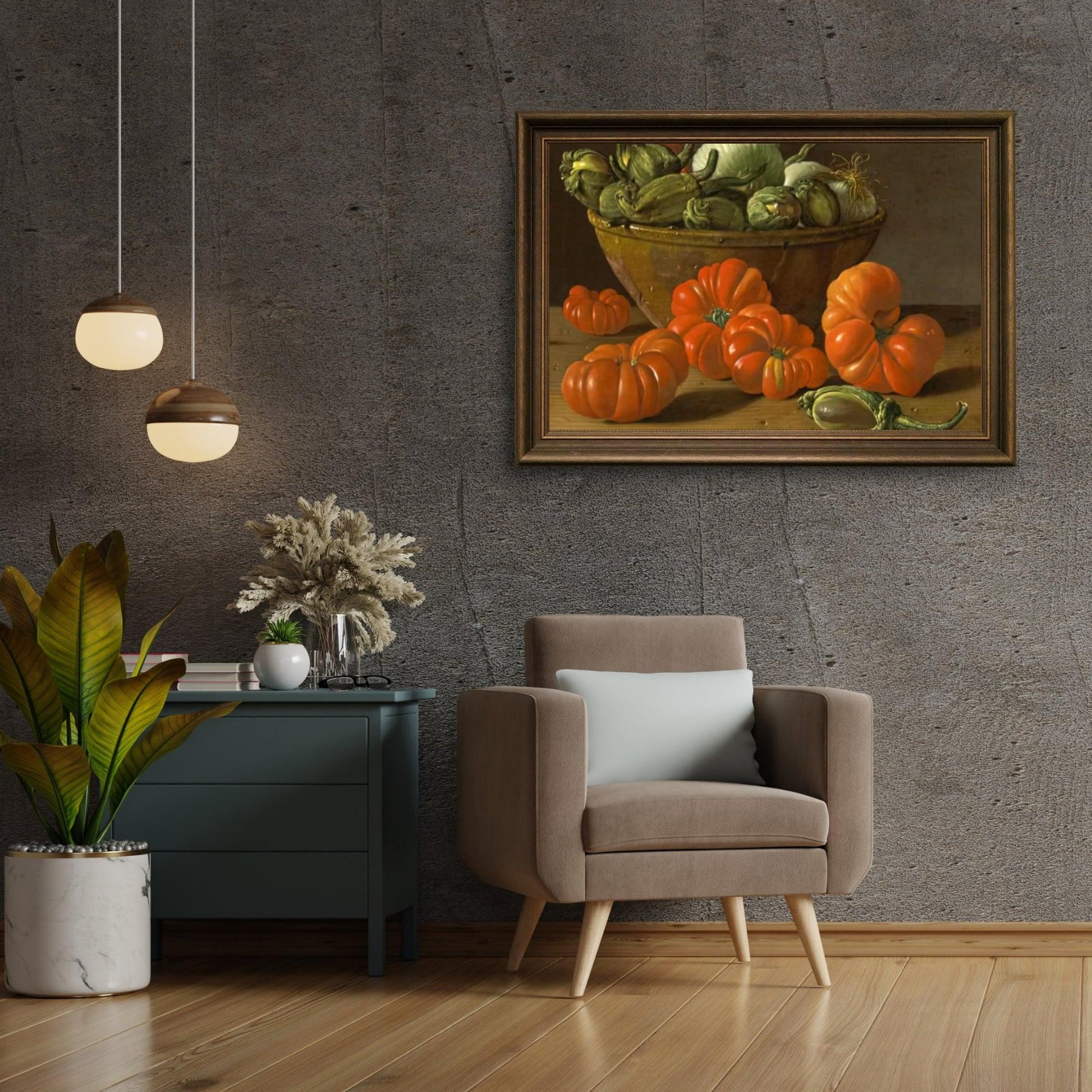 Diamond Painting Stilleven met tomaten, een kom aubergines en uien - SEOS Shop ®