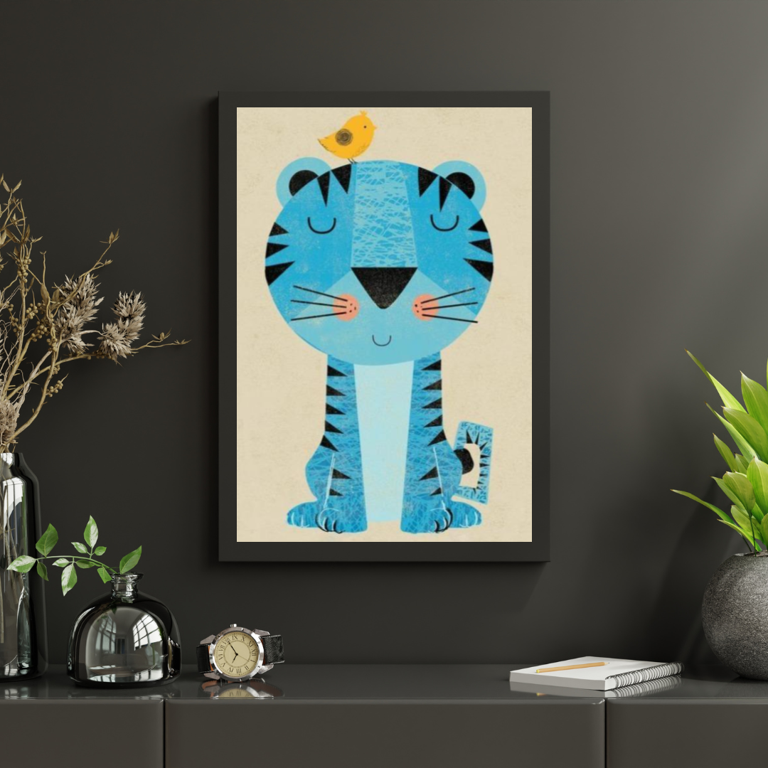 Diamond Painting Tijger met vogeltje op zijn hoofd - SEOS Shop ®