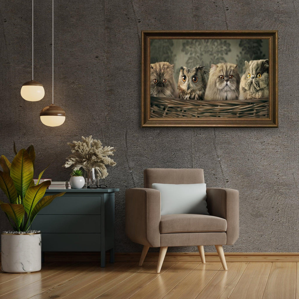 Diamond Painting Uil en katten in mand - SEOS Shop ®