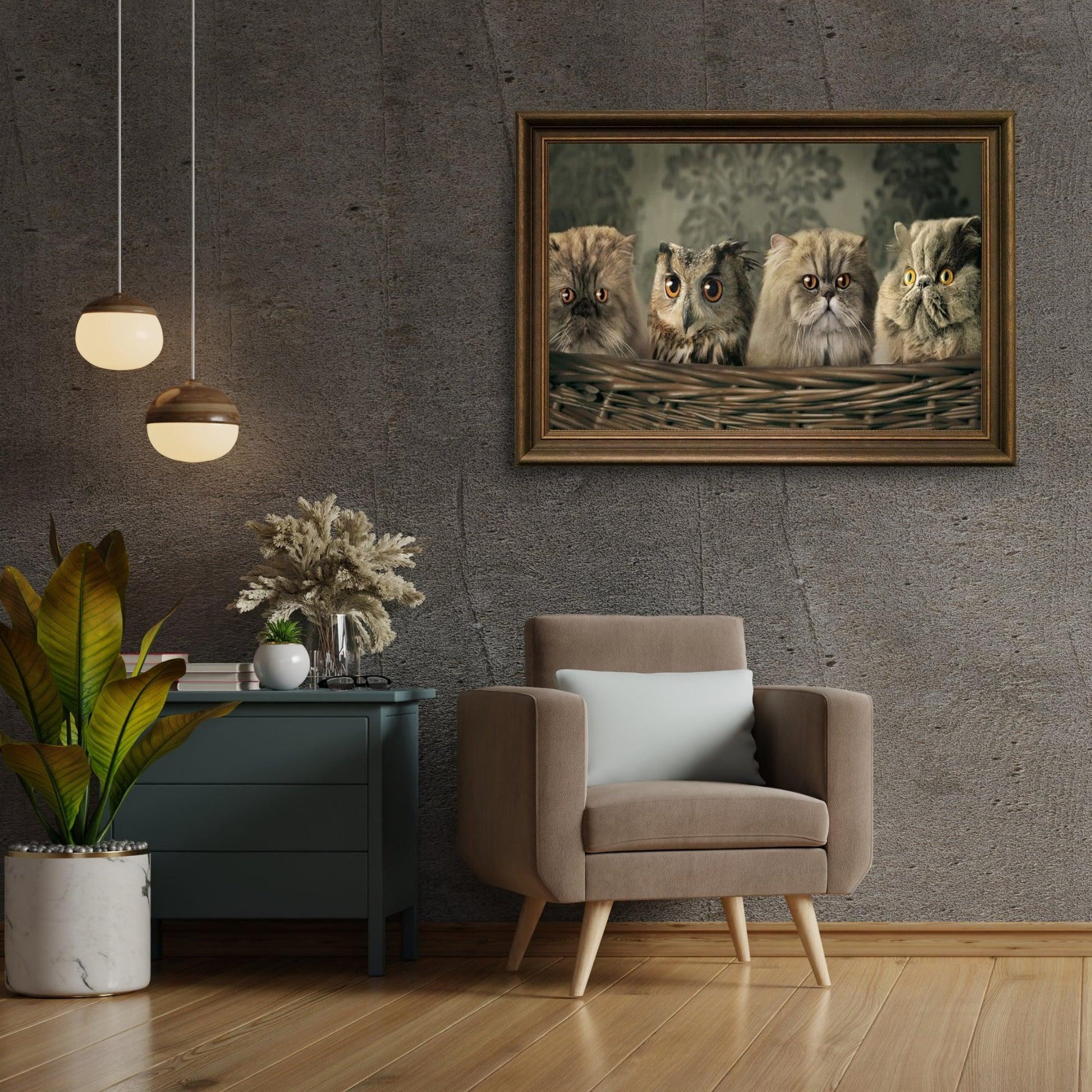 Diamond Painting Uil en katten in mand - SEOS Shop ®