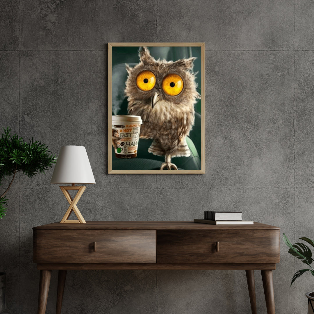 Diamond Painting Uil met koffie glas - SEOS Shop ®