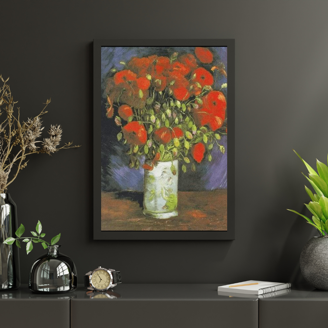 Diamond Painting Vaas met rode klaprozen - SEOS Shop ®