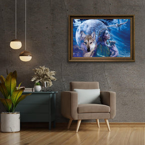 Diamond Painting Vrouw met Wolf en Uil - SEOS Shop®