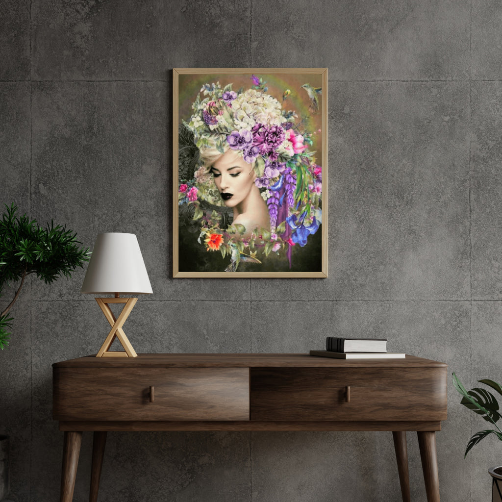 Diamond Painting Vrouwen met bloem en kolibrie - SEOS Shop ®