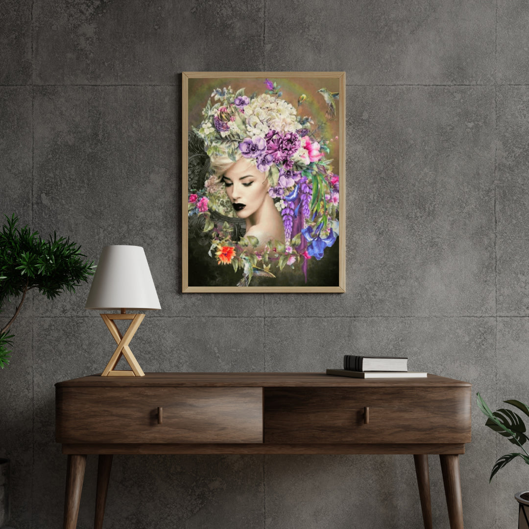 Diamond Painting Vrouwen met bloem en kolibrie - SEOS Shop ®