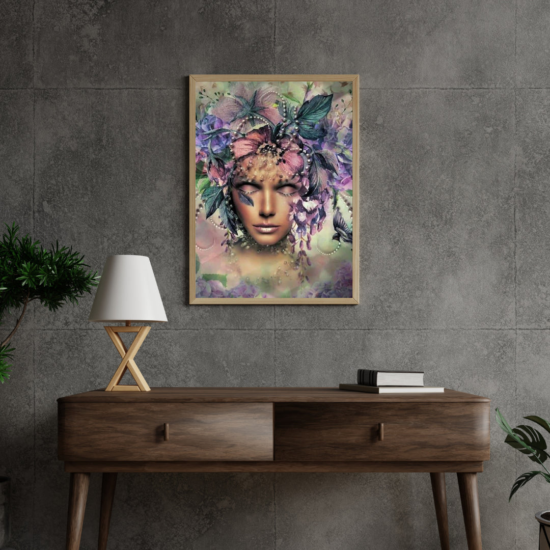 Diamond Painting Vrouwen met bloem en vogel - SEOS Shop ®