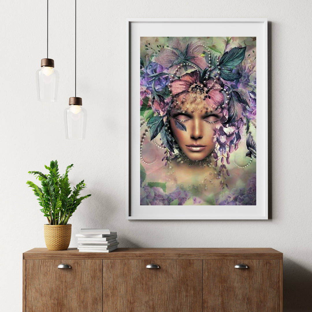 Diamond Painting Vrouwen met bloem en vogel - SEOS Shop ®