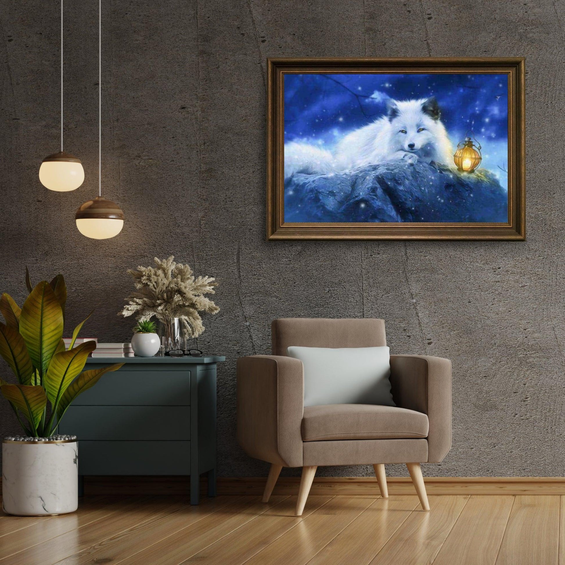 Diamond Painting Witte Vos met lampje – SEOS Shop ®
