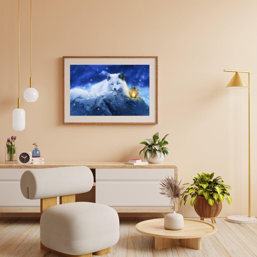 Diamond Painting Witte Vos met lampje – SEOS Shop ®