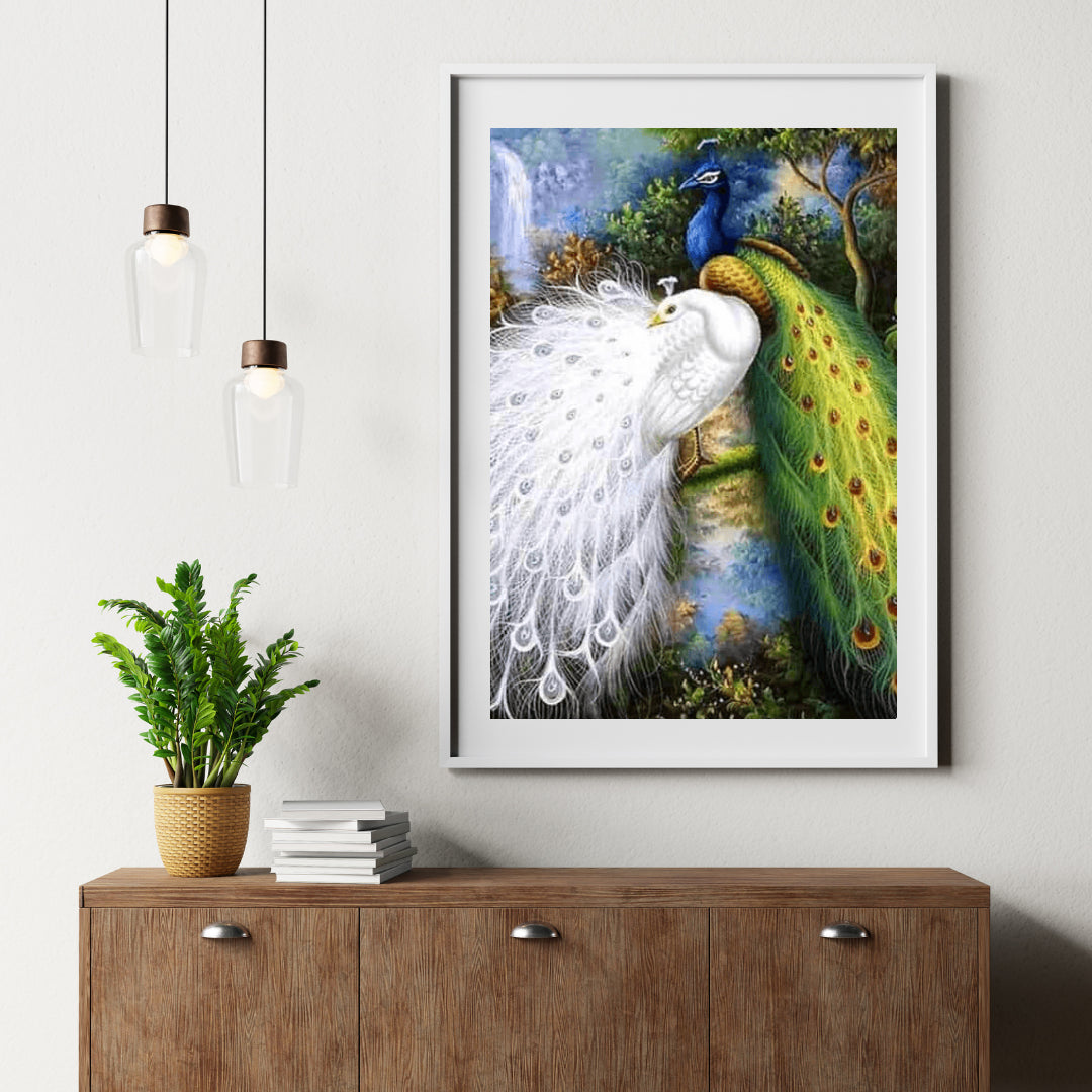 Diamond Painting Witte en blauwe pauwen - SEOS Shop ®