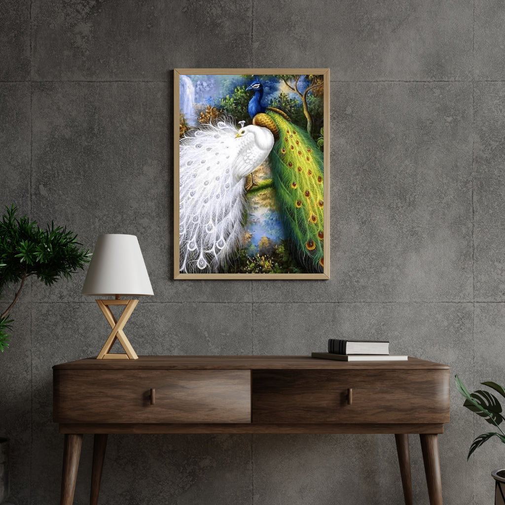 Diamond Painting Witte en blauwe pauwen - SEOS Shop ®