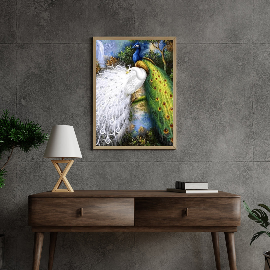 Diamond Painting Witte en blauwe pauwen - SEOS Shop ®