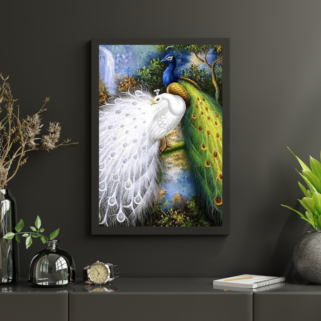 Diamond Painting Witte en blauwe pauwen - SEOS Shop ®