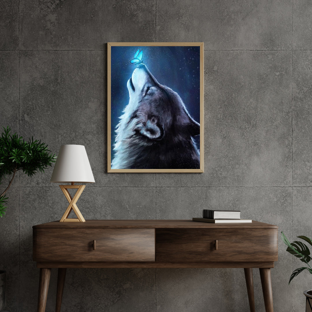 Diamond Painting Wolf met vlinder - SEOS Shop ®