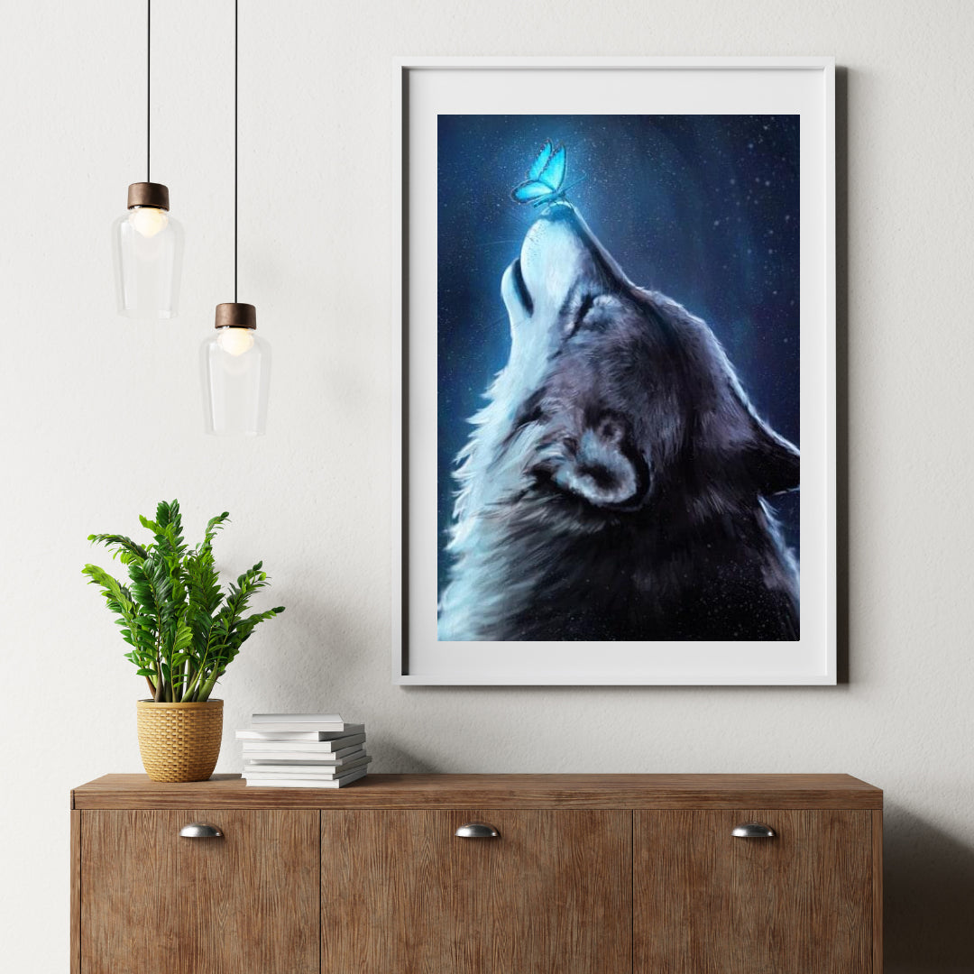 Diamond Painting Wolf met vlinder - SEOS Shop ®