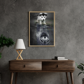 Diamond Painting Wolven Welpje in spiegelbeeld – SEOS Shop ®