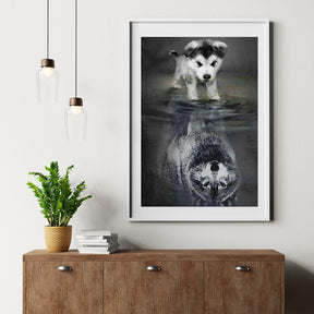 Diamond Painting Wolven Welpje in spiegelbeeld – SEOS Shop ®
