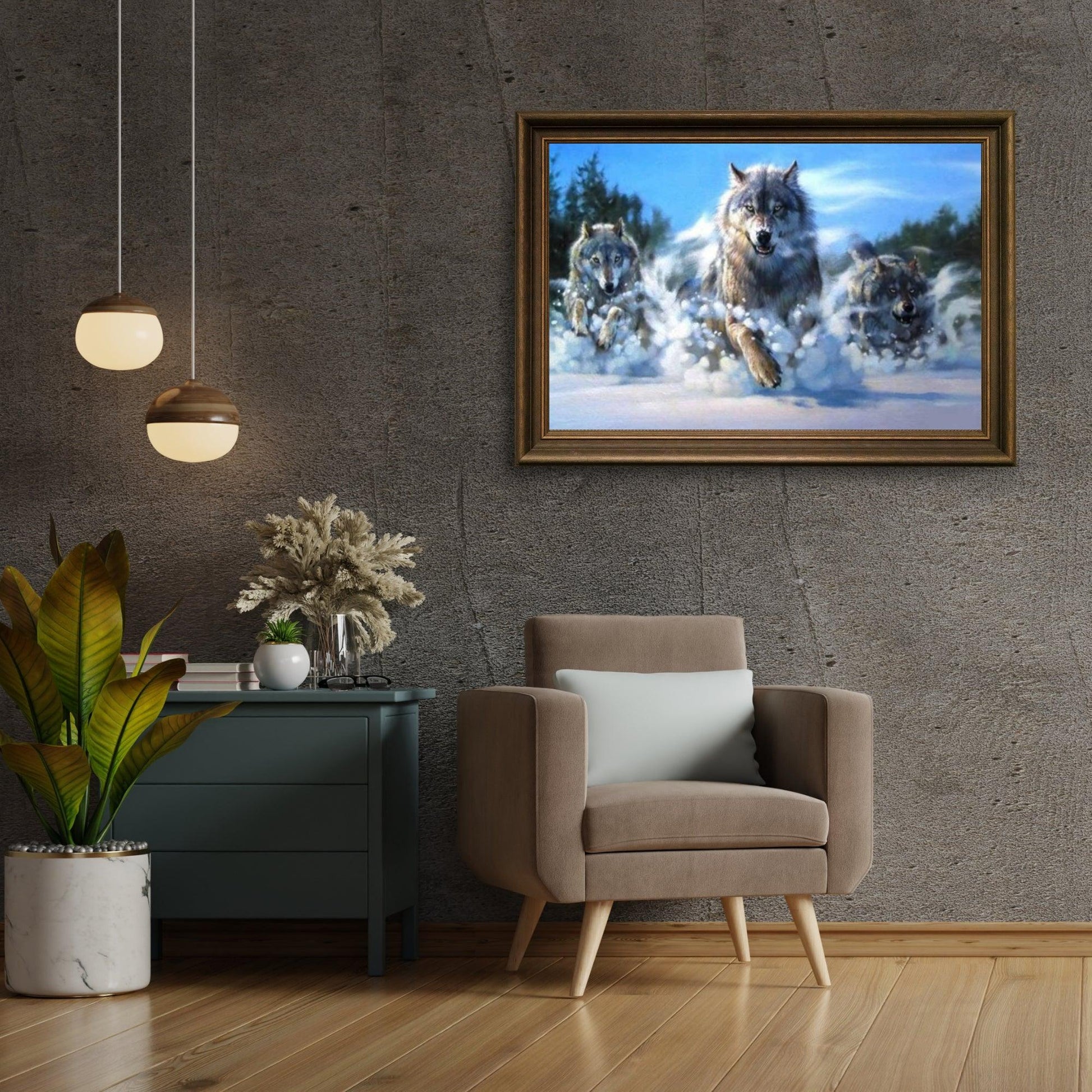 Diamond Painting Wolven rennen in de sneeuw – SEOS Shop ®