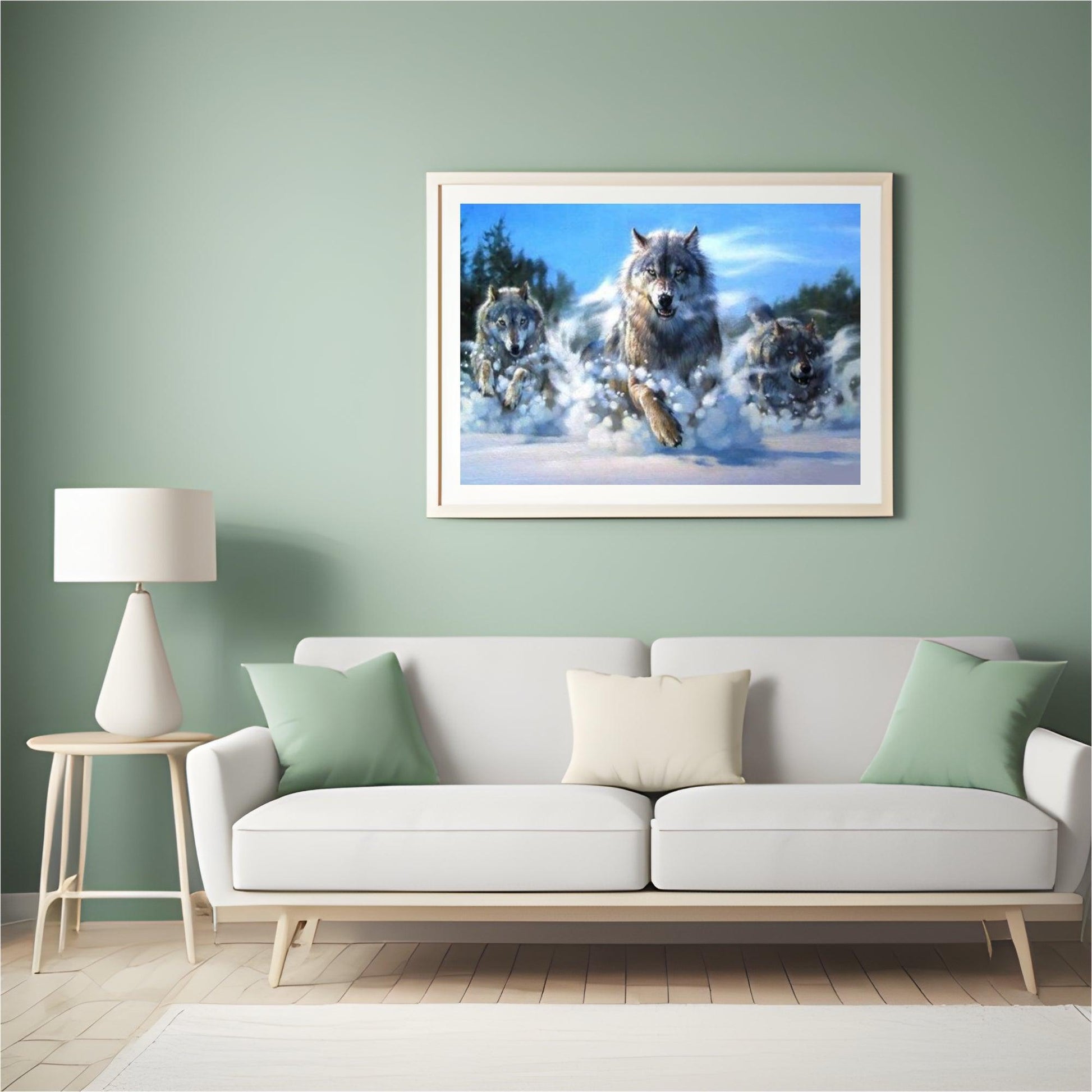 Diamond Painting Wolven rennen in de sneeuw – SEOS Shop ®