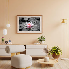 Diamond Painting Zwart Wit foto met Roze water lelie – SEOS Shop ®