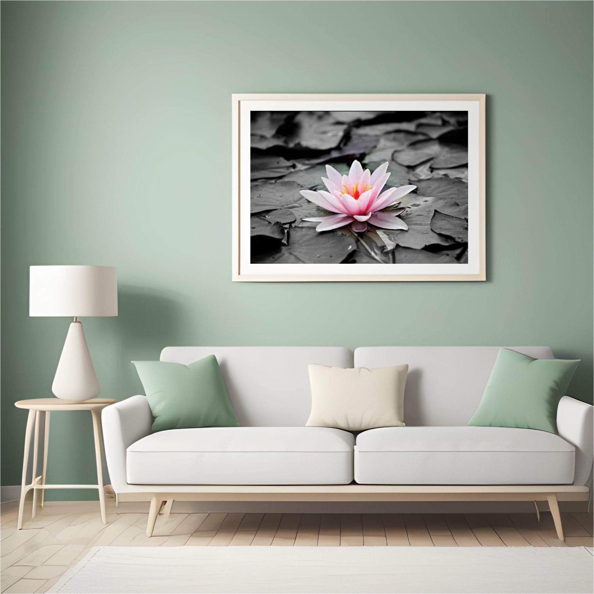 Diamond Painting Zwart Wit foto met Roze water lelie – SEOS Shop ®