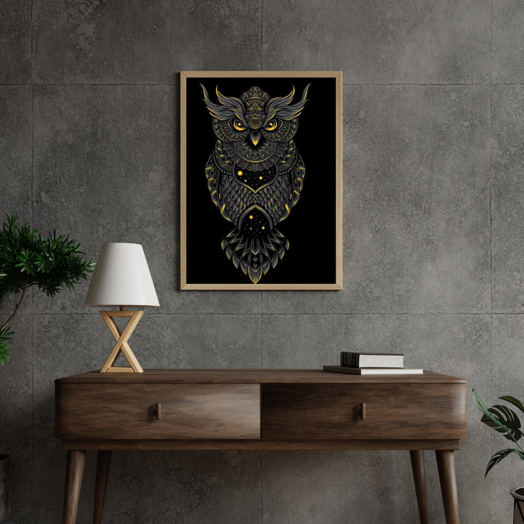 Diamond Painting Zwarte en gele uil - SEOS Shop ®