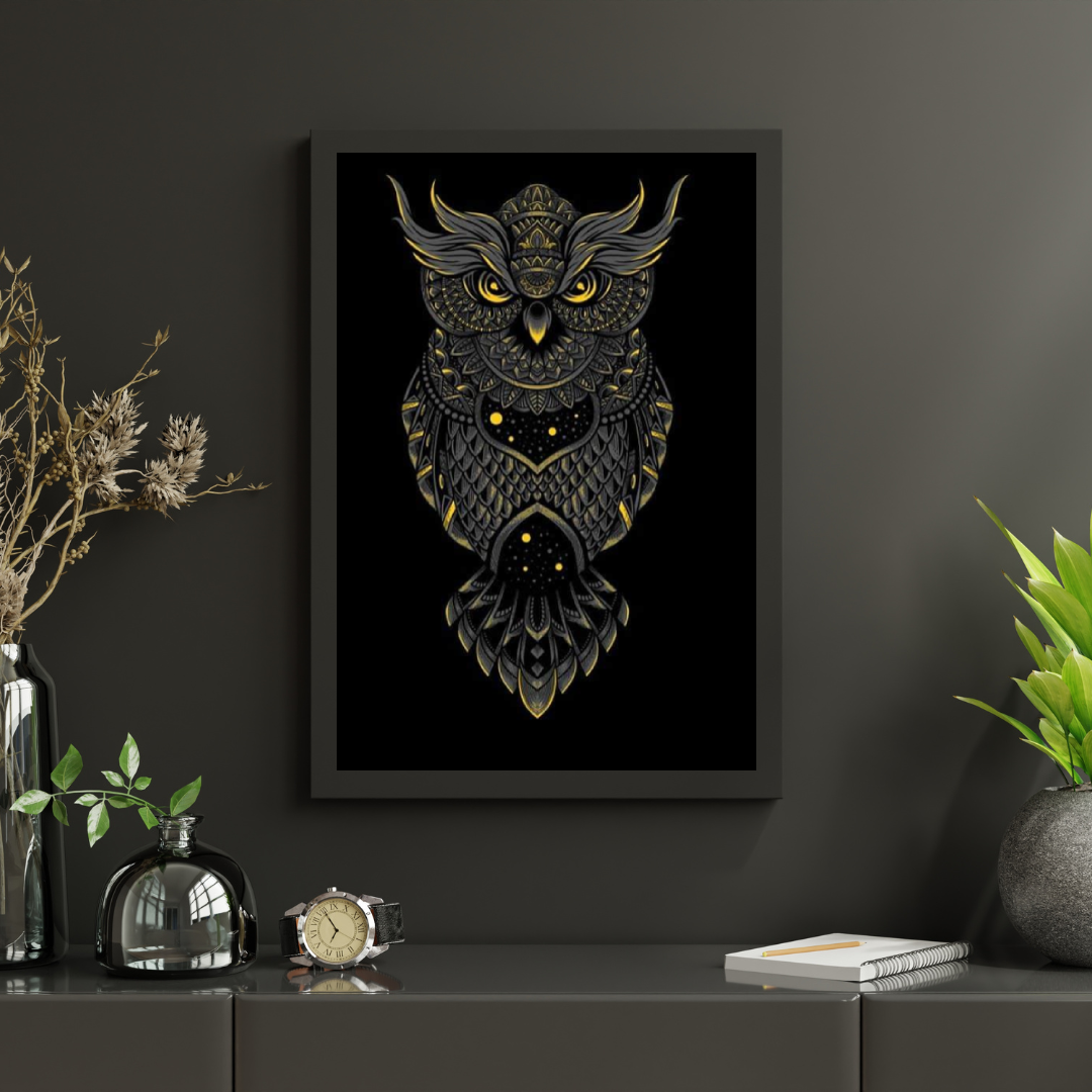 Diamond Painting Zwarte en gele uil - SEOS Shop ®