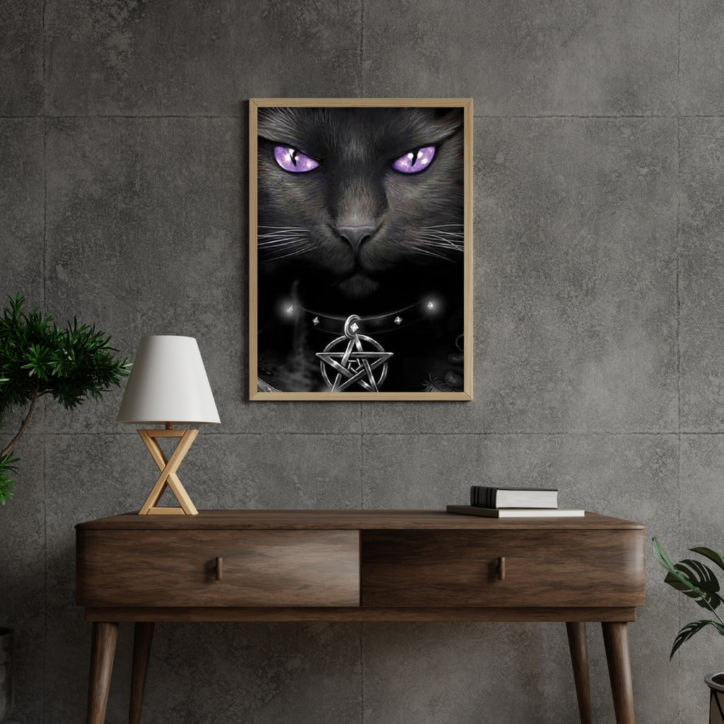 Diamond Painting Zwarte kat en paarse ogen - SEOS Shop ®