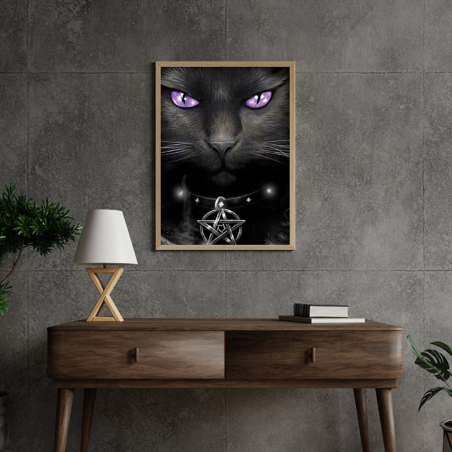 Diamond Painting Zwarte kat en paarse ogen - SEOS Shop ®
