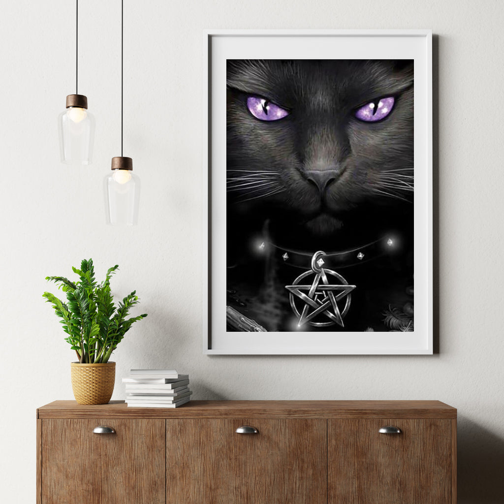 Diamond Painting Zwarte kat en paarse ogen - SEOS Shop ®