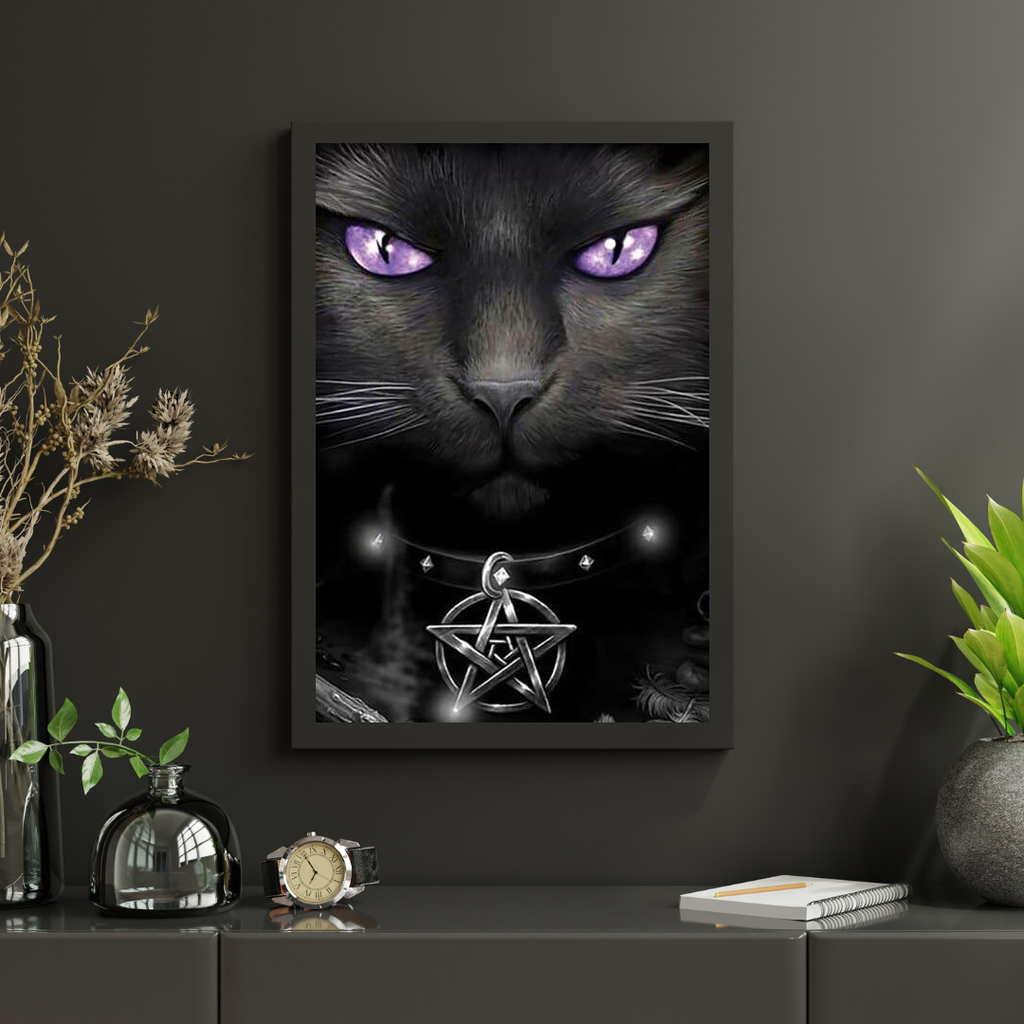 Diamond Painting Zwarte kat en paarse ogen - SEOS Shop ®