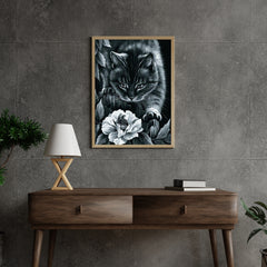 Diamond Painting Zwarte kat met bloem en bij - SEOS Shop ®