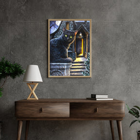 Diamond Painting Zwarte kat met groene ogen - SEOS Shop ®