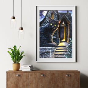 Diamond Painting Zwarte kat met groene ogen - SEOS Shop ®