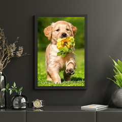 Diamond painting Labrador puppy met een bloem - Volledig - SEOS Shop®