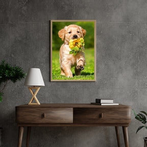 Diamond painting Labrador puppy met een bloem - Volledig - SEOS Shop®