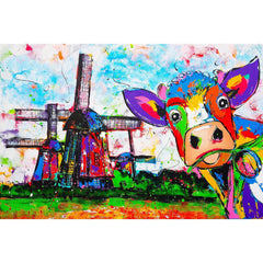 Diamond Painting Koe met Molens – volledig ontwerp